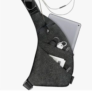 Left shoulder travel sling anti theft crossbody bag security